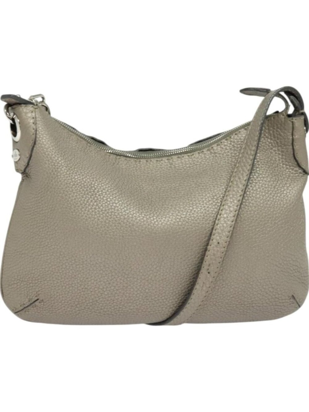FENDI Celeria Shoulder Bag Leather Gray Silver